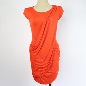 BCBGMAXAZRIA Orange Drape Dress - Q31
